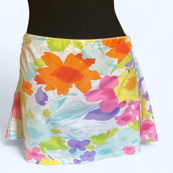 LAUREN Ralph LAUREN Floral Watercolor Mini Skirt Large Boho Chic Hippy - Picture 8 of 11